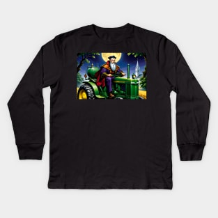 John Dee Riding a John Deere Kids Long Sleeve T-Shirt